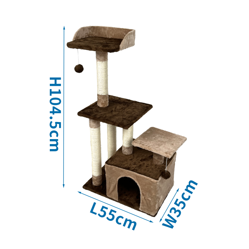 RASCADOR Árbol de tres pisos con cama para gatos