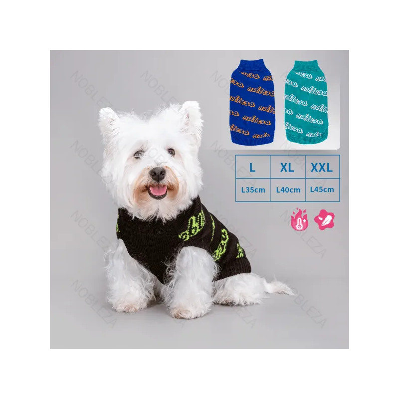 Suéter de cuello alto con bordado Nobleza para mascotas negro/verde/azul L/XL/XXL